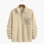 Men's Sweater with Polo Collar and Pocket