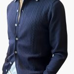Men's Sweater with Lapel Collar and Button Closure - Image 2