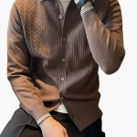 Men's Sweater with Lapel Collar and Button Closure - Image 3