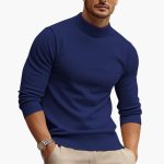 Men's Sweater with Round Neck and Ribbed Cuff - Image 2