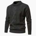 Men's Sweater with Round Neck and Knit Structure