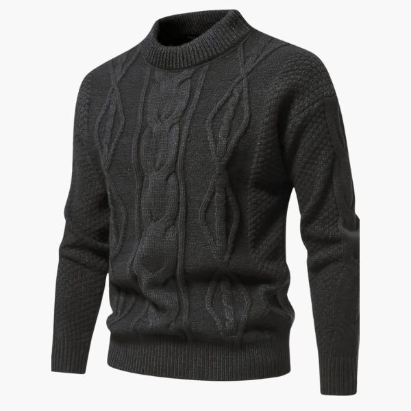 Men's Sweater with Round Neck and Knit Structure