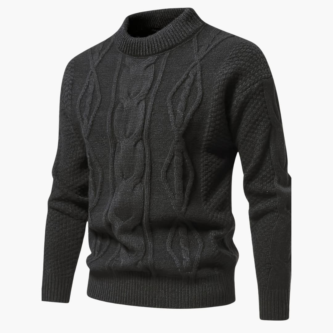 HerrenPullovermitRundhalsausschnittundStrickstruktur_1.jpg Men's Sweater with Round Neck and Knit Structure - Image 1