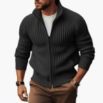 Men's Ribbed Sweater with Zipper - Image 3