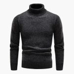 Men's Turtleneck Sweater with Ribbed Cuffs