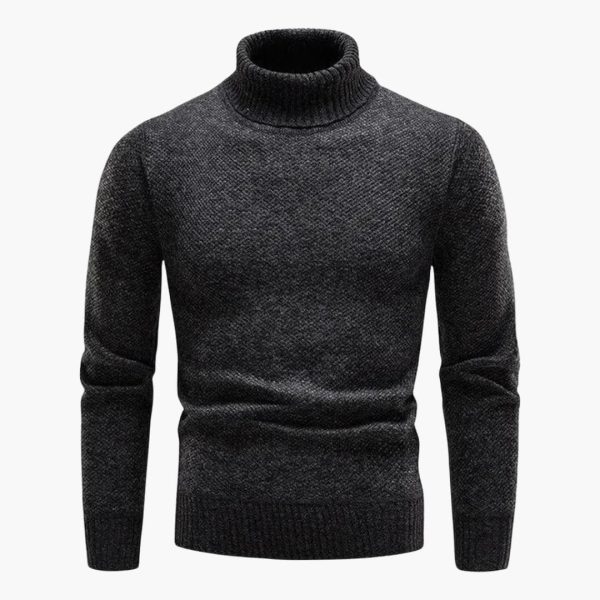Men's Turtleneck Sweater with Ribbed Cuffs