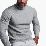 Men's Turtleneck Sweater with Rib Knit Design - Image 2