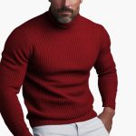 Men's Turtleneck Sweater with Rib Knit Design - Image 3