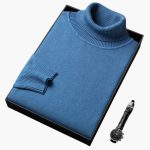 Men's Turtleneck Sweater with Long Sleeves and Ribbed Hem