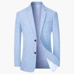 Men's Blazer with Notched Lapel and Two-Button Closure