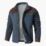 Men's Quilted Jacket with Snap Button Closure