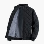 Men's Quilted Jacket with Stand-Up Collar and Zipper