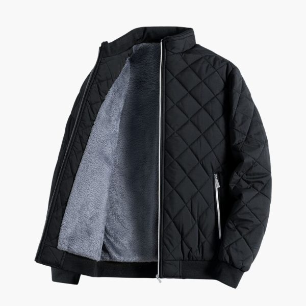 Men's Quilted Jacket with Stand-Up Collar and Zipper