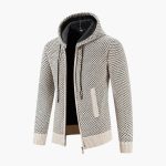 Men's Knitted Jacket with Hood and Zipper
