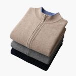 Men’s Knit Cardigan with Zipper and Ribbed Trim - Image 7