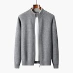 Men’s Knit Cardigan with Zipper and Ribbed Trim - Image 3
