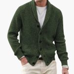 Men's Cardigan with Shawl Collar and Button Placket - Image 2