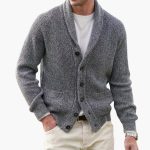 Men's Cardigan with Shawl Collar and Button Placket - Image 5