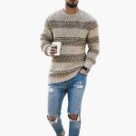 Men's Knit Sweater Crew Neck with Long Sleeves