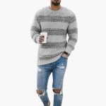 Men's Knit Sweater Crew Neck with Long Sleeves - Image 2