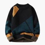 Men's Knit Sweater with Geometric Pattern - Image 2
