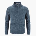 Men's pullover with half-zip and textured surface, warm - Image 5