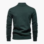 Men's Knit Sweater with Half Zip and Chest Stripes - Image 3