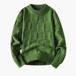 Men's Knit Sweater with Check Pattern - Image 2