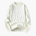 Men's Knit Sweater with Check Pattern - Image 3