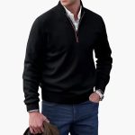 Men's Knit Sweater with Ribbed Collar