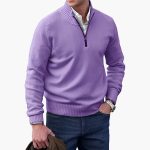 Men's Knit Sweater with Ribbed Collar - Image 10