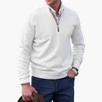 Men's Knit Sweater with Ribbed Collar - Image 2