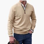 Men's Knit Sweater with Ribbed Collar - Image 3
