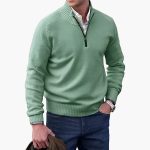 Men's Knit Sweater with Ribbed Collar - Image 4