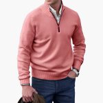 Men's Knit Sweater with Ribbed Collar - Image 5