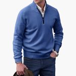 Men's Knit Sweater with Ribbed Collar - Image 8