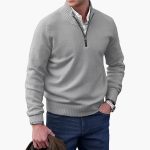 Men's Knit Sweater with Ribbed Collar - Image 7