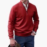 Men's Knit Sweater with Ribbed Collar - Image 9