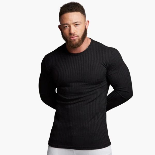 Men's Knit Sweater with Ribbed Knit