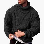 Men's Knitted Sweater with Turtleneck - Image 3