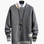 Men's Knit Sweater with Crew Neck and Ribbed Hem - Image 3