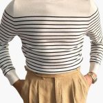 Men's Knitted Sweater with Striped Pattern - Image 2