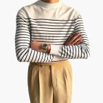 Men's Knitted Sweater with Striped Pattern