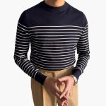 Men's Knitted Sweater with Striped Pattern - Image 3