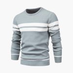 Men’s Striped Knit Sweater with Crew Neck - Image 10