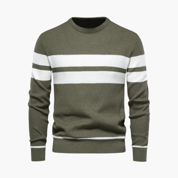 Men's Knitted Sweater with Striped Surface