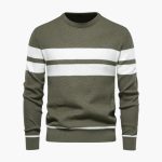 Men’s Striped Knit Sweater with Crew Neck - Image 9