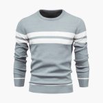 Men's Knitted Sweater with Striped Surface - Image 2