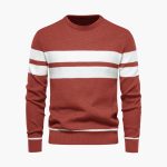 Men’s Striped Knit Sweater with Crew Neck - Image 4