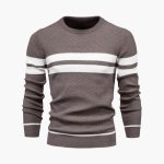 Men's Knitted Sweater with Striped Surface - Image 3